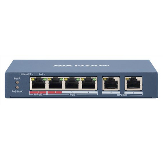 Hikvision DS-3E0106HP-E, 6 Ports, 1x High PoE, 3x PoE, 100M Unmanaged