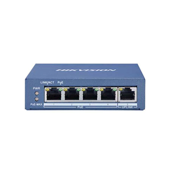 Hikvision DS-3E0505P-E, 5 Ports, 4x PoE, Gigabit Unmanaged