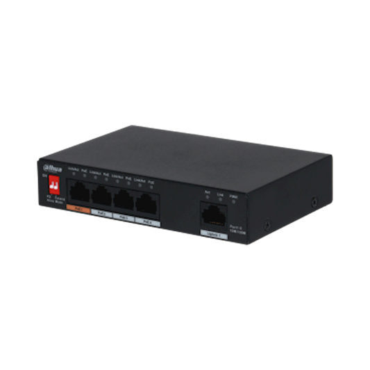 DH-PFS3005-4ET-60-V2, 5-Port Unmanaged Desktop Switch with 4-Port PoE