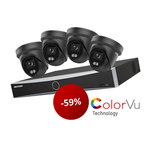 HIK CCTV001 Hikvision Set 4x 4MP ColorVu Black with 1x 'NXI' NVR 4-ch.