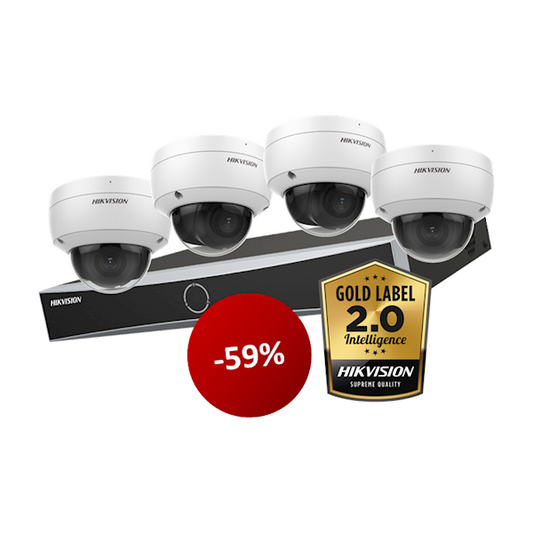 HIK CCTV003 Hikvision Set 4x 4MP Gold Label 2.0 Indoor Dome with 1x 'NXI' NVR 4-ch.